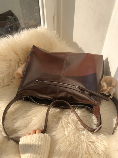 Ovuni Pillow Ribbon Bag_Chocolate Brown