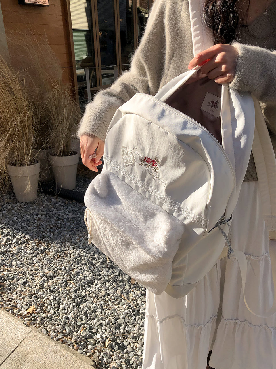 Ovuni Vintage Bon Voyage Backpack - Snow white
