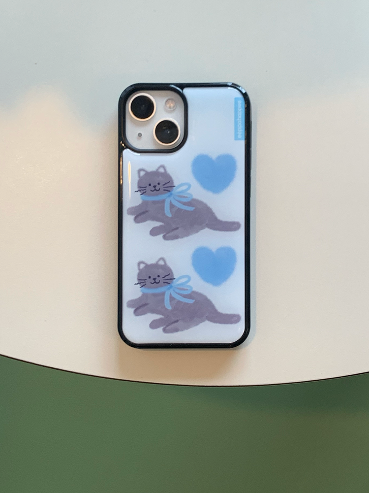 Eppah Skyblue Ribbon Cat Case (Epoxy bumper/Glass/Magsafe)
