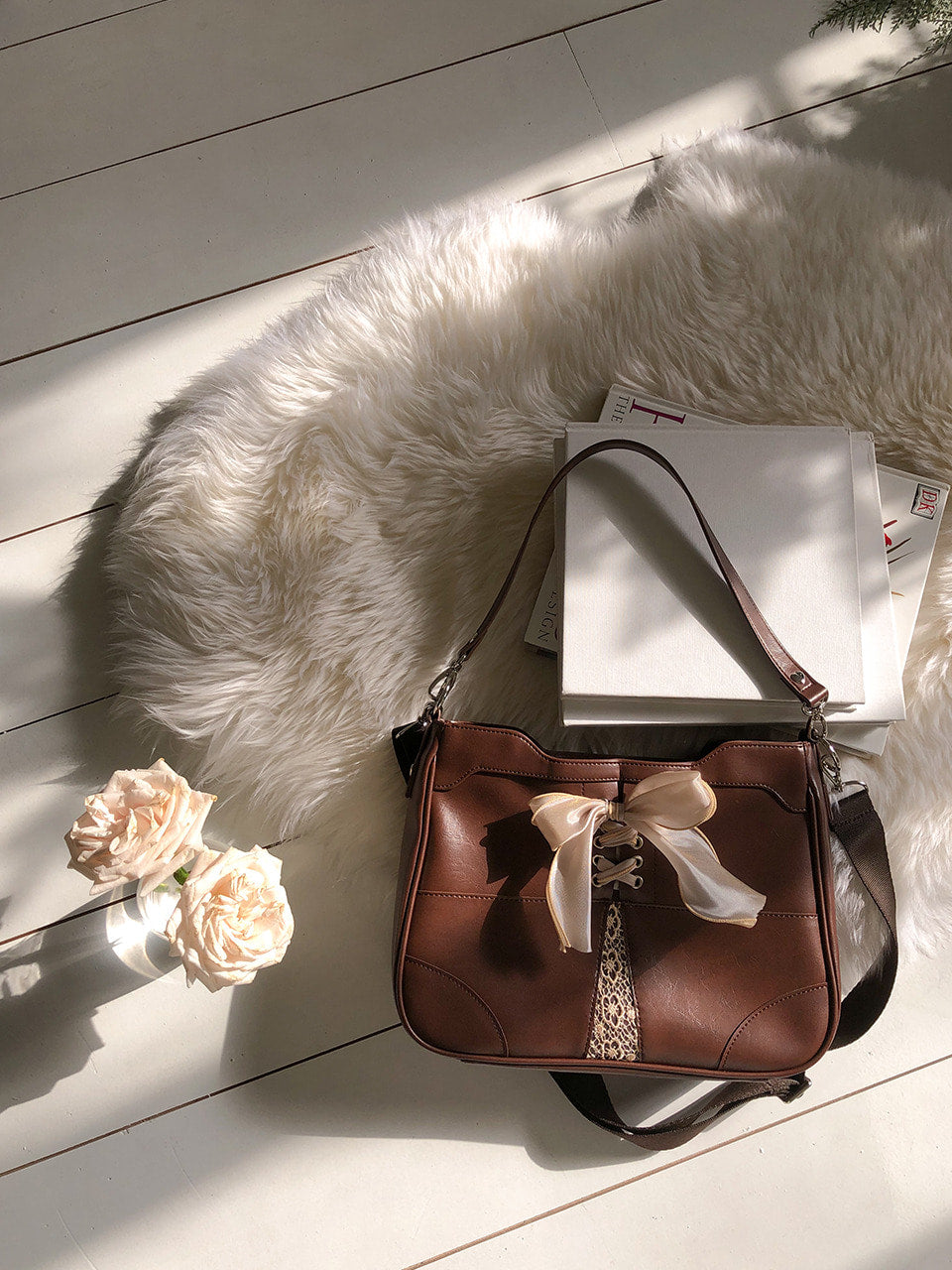 Ovuni Bustier Ribbon Bag - Chocolate Brown