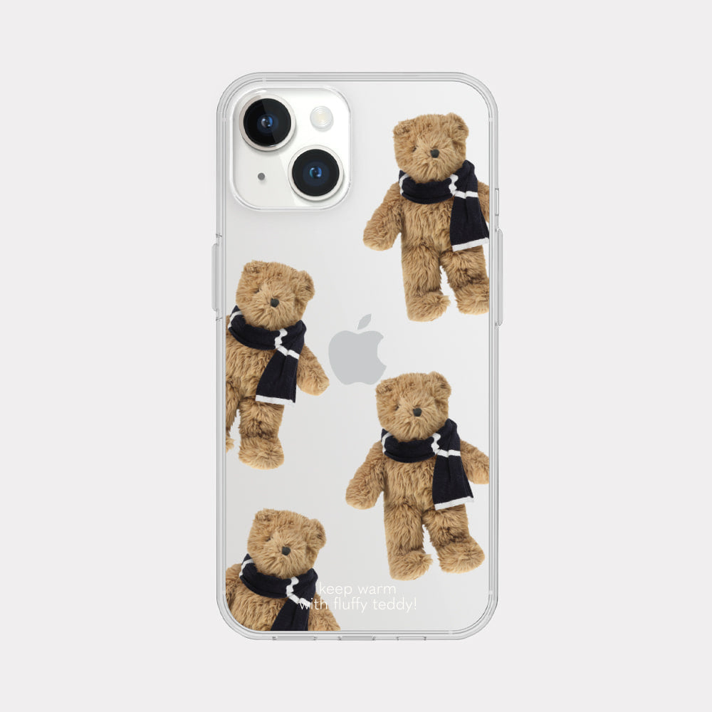 Pattern Winter Fluffy Teddy Phone Case (Clear/Tank Clear/Clear card storage)