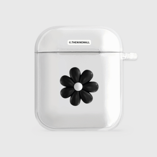 Black Marguerite Flower Airpods Case (Clear 透明殼)