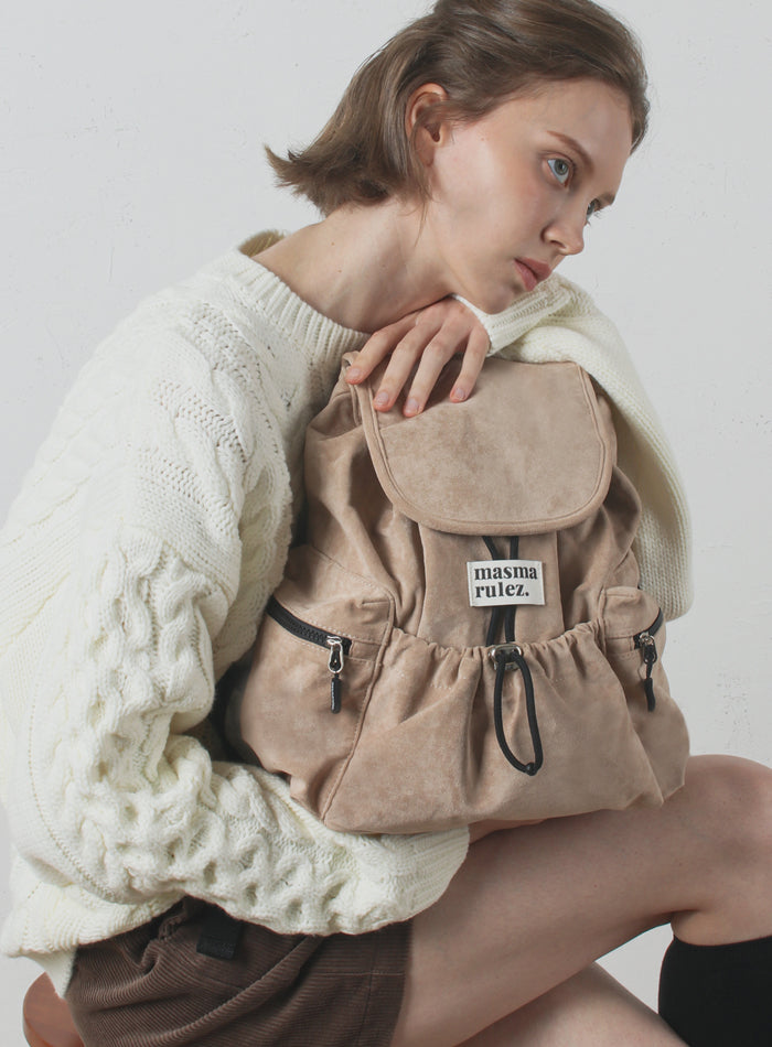 Masmarulez Mini ver. Suede flap backpack _ Beige