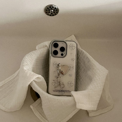 【Set】Vintage Heart Bear (Silver Bumper Case)+指環扣