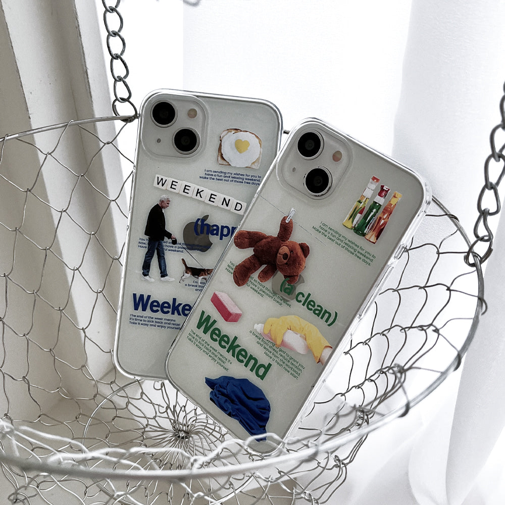 Happy Weekends Phone Case (Clear/Tank Clear/Clear card storage)