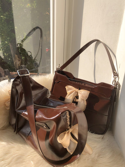 Ovuni Pillow Ribbon Bag_Chocolate Brown