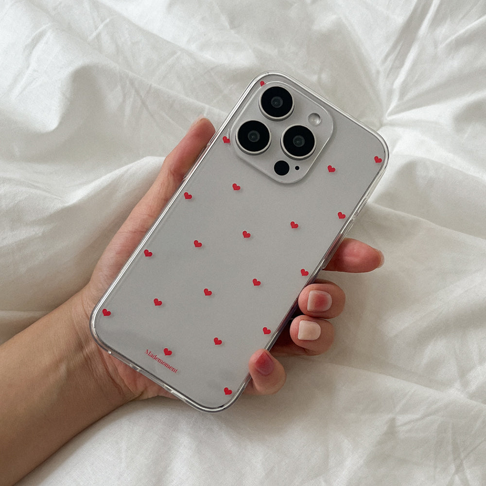 Small Heart Pattern Phone Case (Clear/Tank Clear/Clear card storage) (6色)