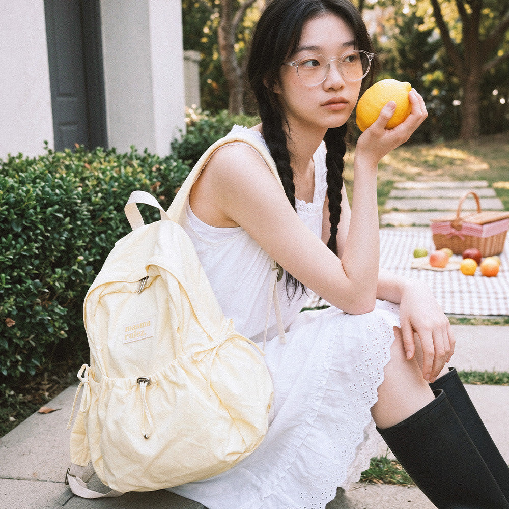 Masmarulez Mini ver. Ribbon Pocket Backpack_Cream Lemon