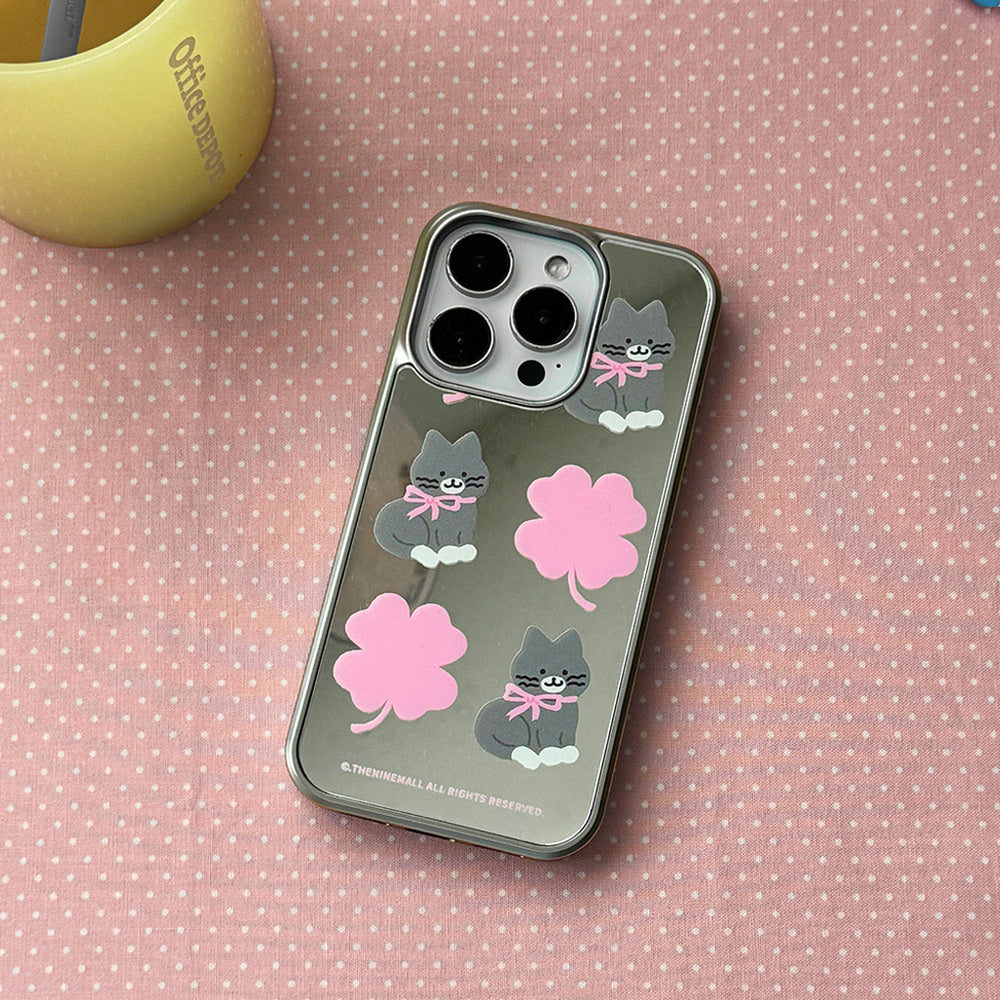 Clover Hey Cat Pattern Phone Case (Mirror silver bumper case)