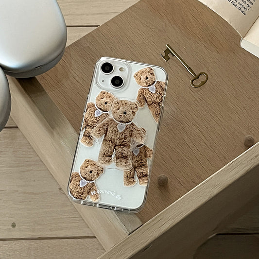 Pattern Teddy Souvenir Pendant Phone Case (Clear/Tank 透明/透明Tank款)