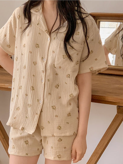 Juuneedu Melrose Cotton Short Sleeves Pajamas (2色) 短袖睡衣