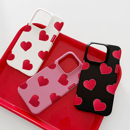 Red Heart Pattern Phone Case (Hard/Card Storage) (3色)