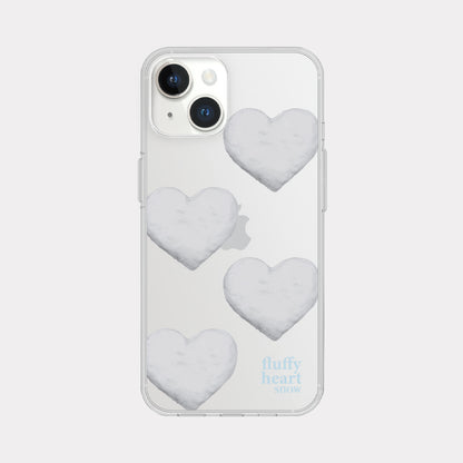 Pattern Fluffy Heart Snow Phone Case (Clear/Tank Clear/Clear card storage)