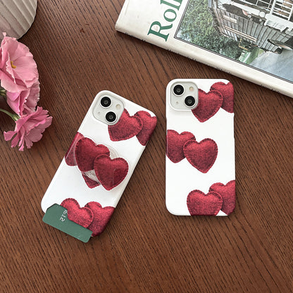 Red Felt Heart pattern Phone Case (Hard 普通硬殼)