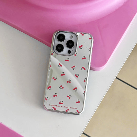 Mini Cherry Pattern Phone Case (Mirror silver bumper case)