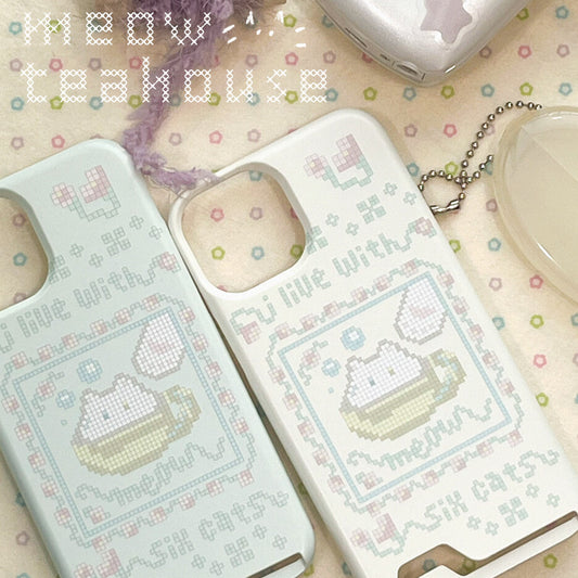 I live with six cats meow teahouse phone case (Card storage 插卡款)