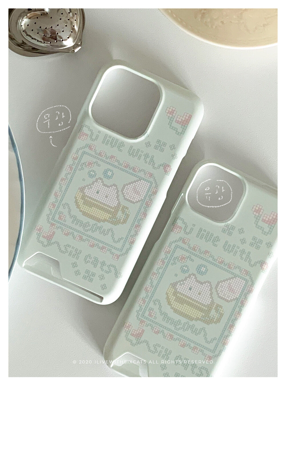 I live with six cats meow teahouse phone case (Card storage 插卡款)