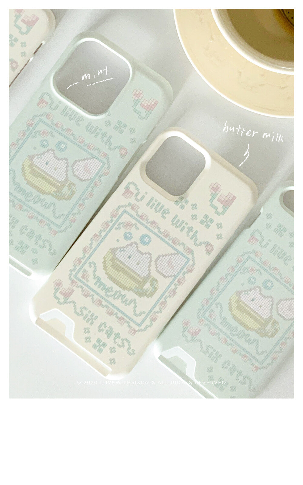 I live with six cats meow teahouse phone case (Card storage 插卡款)