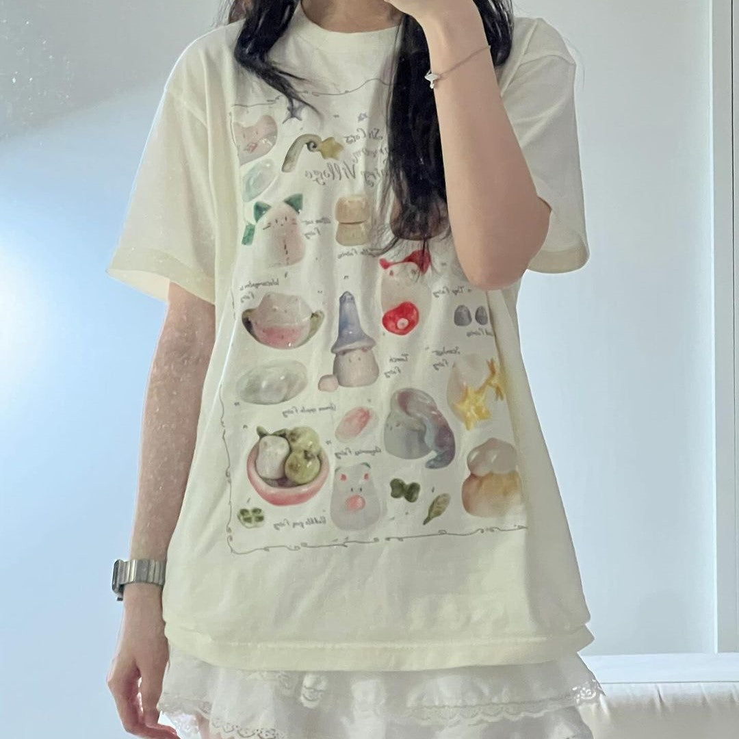 i live with six cats Mushroom Fairy Village T-Shirt 短袖Tee