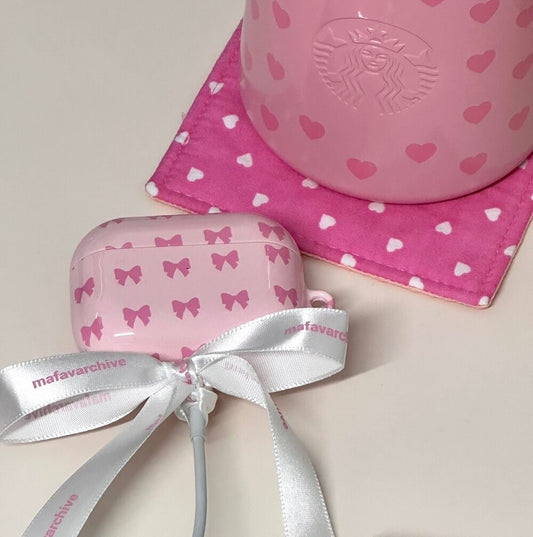 Mafavarchive pastel pink ribbon airpod case