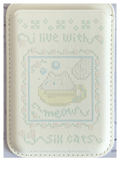 I live with six cats meow teahouse magsafe wallet