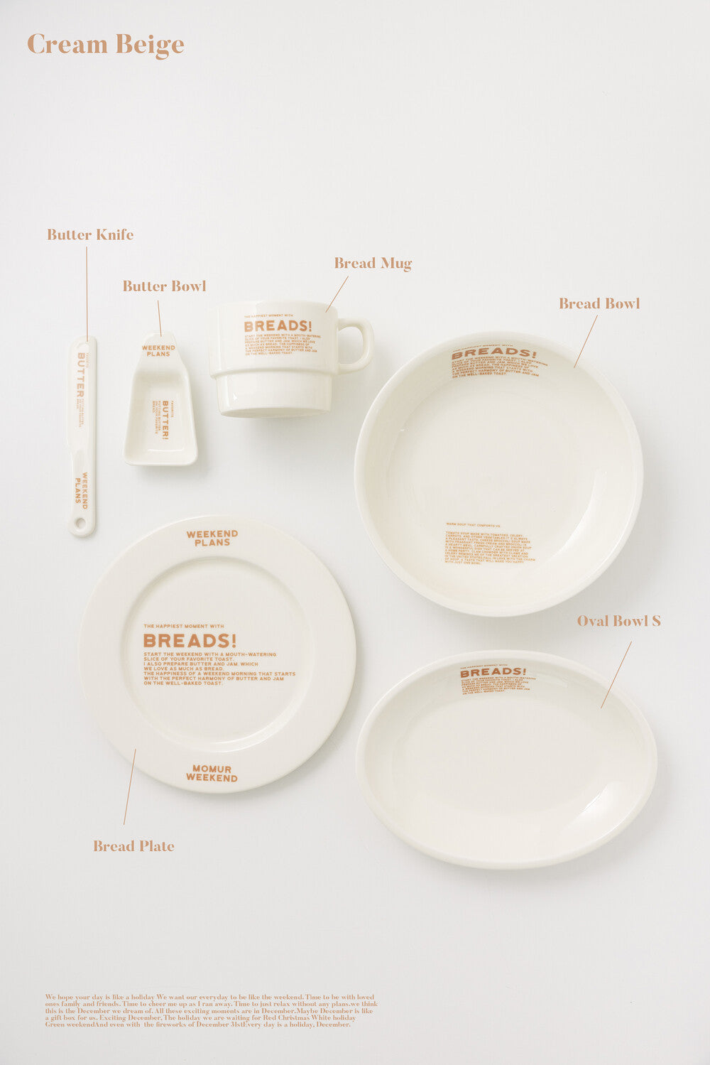Momur [weekend 8] BREAD plate, knife, bowl, mug (6款各2色)
