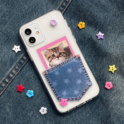 Bit By Bit Denim Pocket Phone Case (Clear 透明殼)