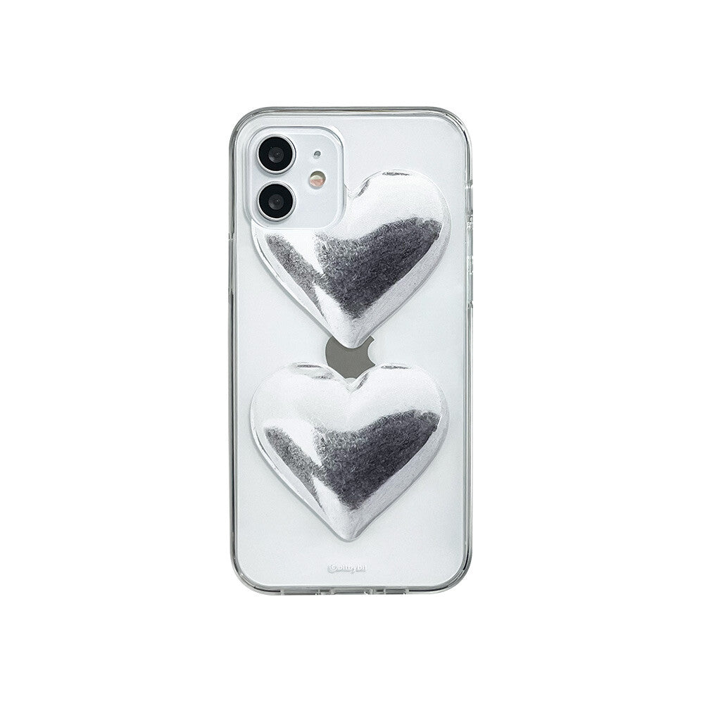 Bit By Bit Silver Heart Phone Case (Clear 透明殼)