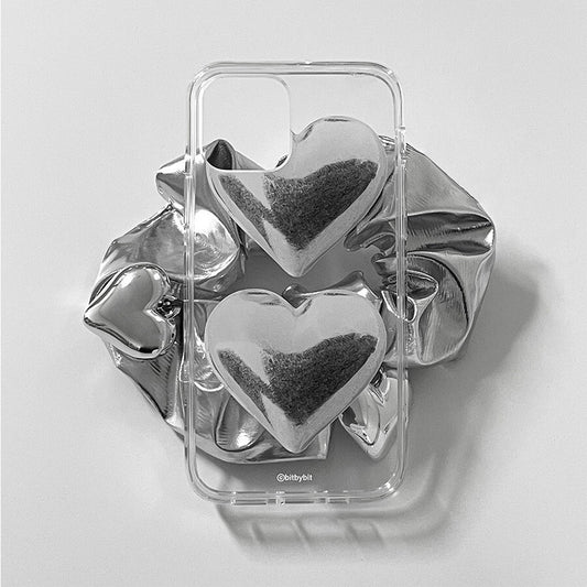 Bit By Bit Silver Heart Phone Case (Clear 透明殼)