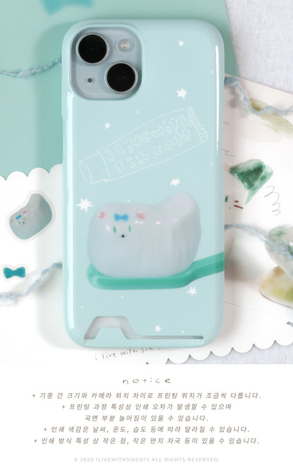 I live with six cats puppy toothbrush phone case (Card storage 插卡款)