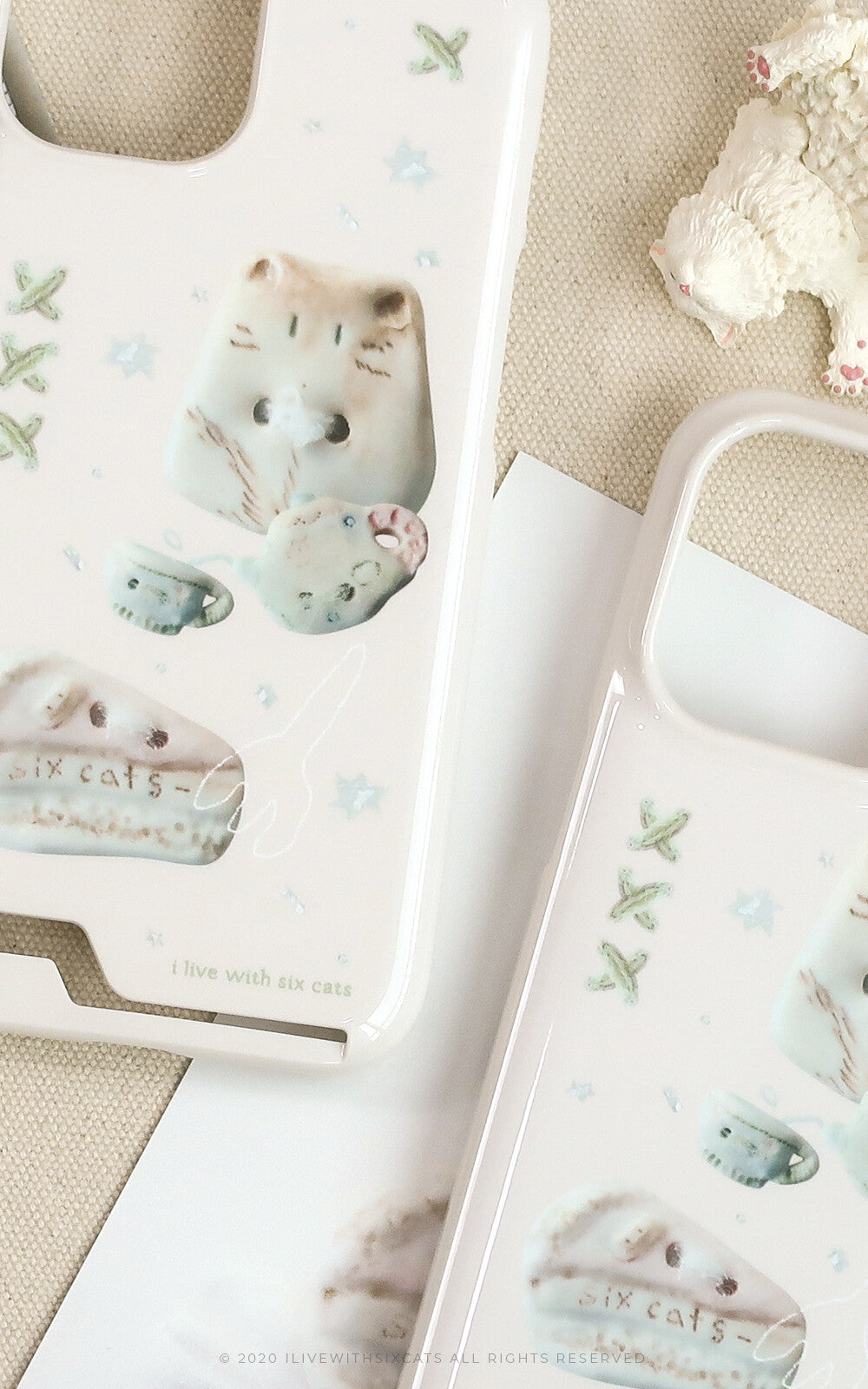 I live with six cats' night tea phone case (Card storage 插卡款)