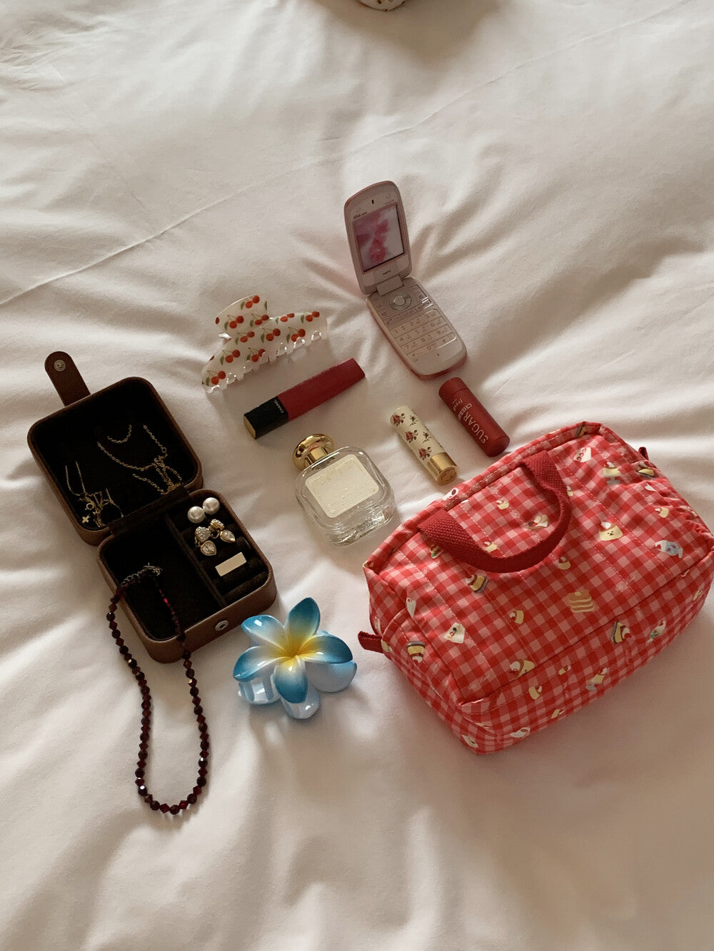 Jellyland Signature Pouch - Red check 手提化妝袋