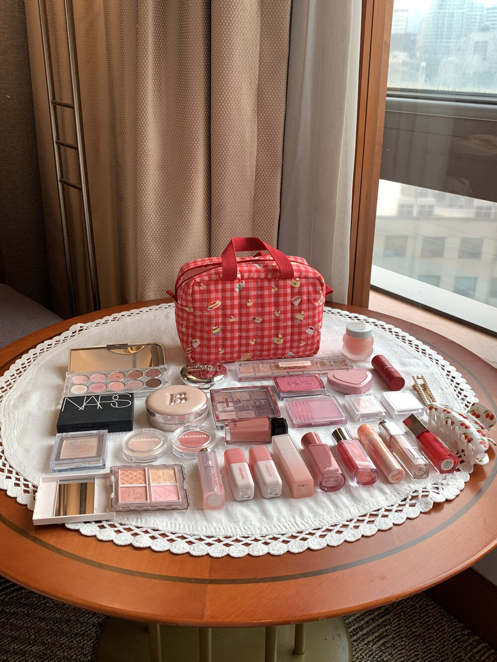 Jellyland Signature Pouch - Red check 手提化妝袋