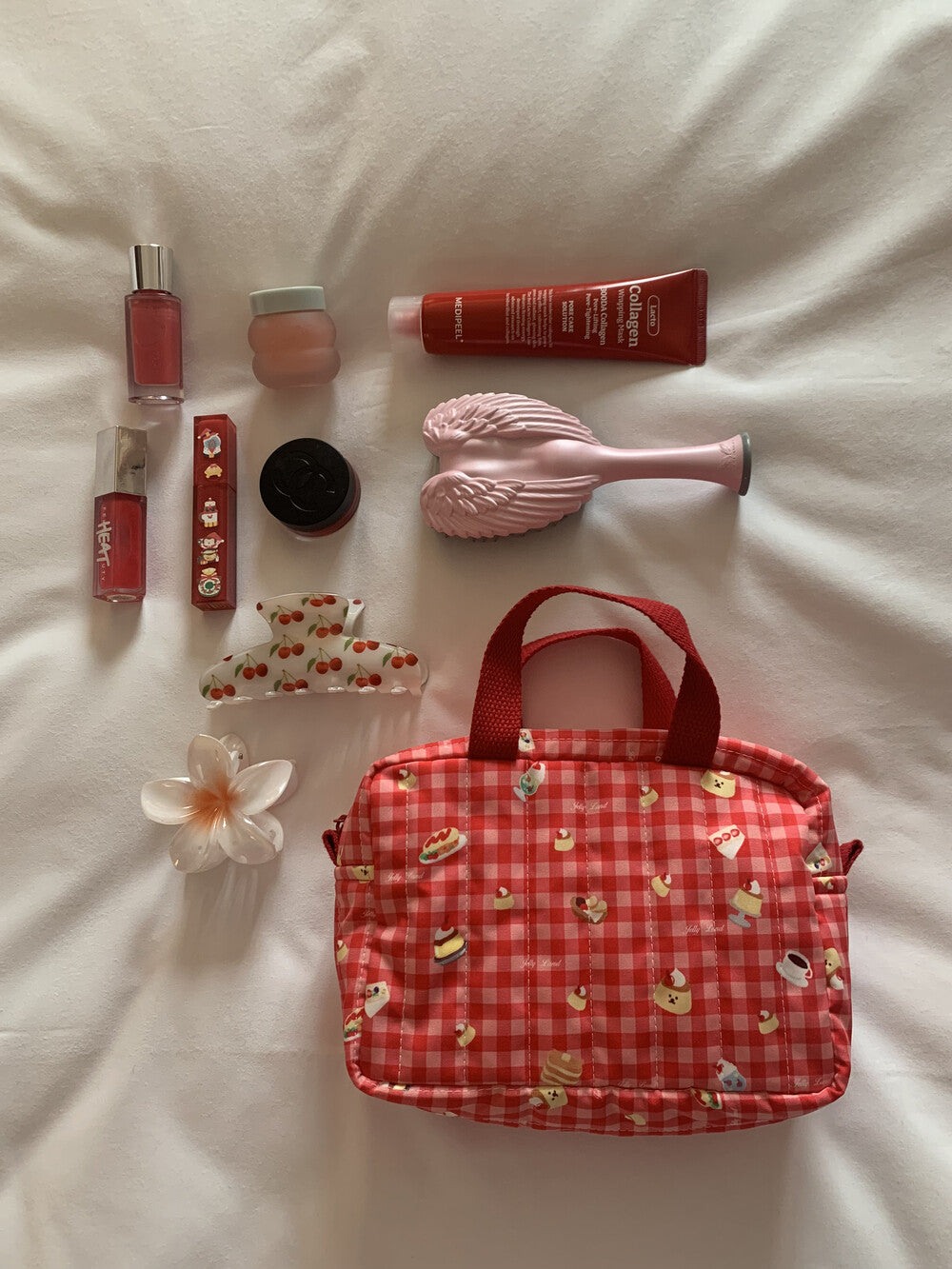 Jellyland Signature Pouch - Red check 手提化妝袋