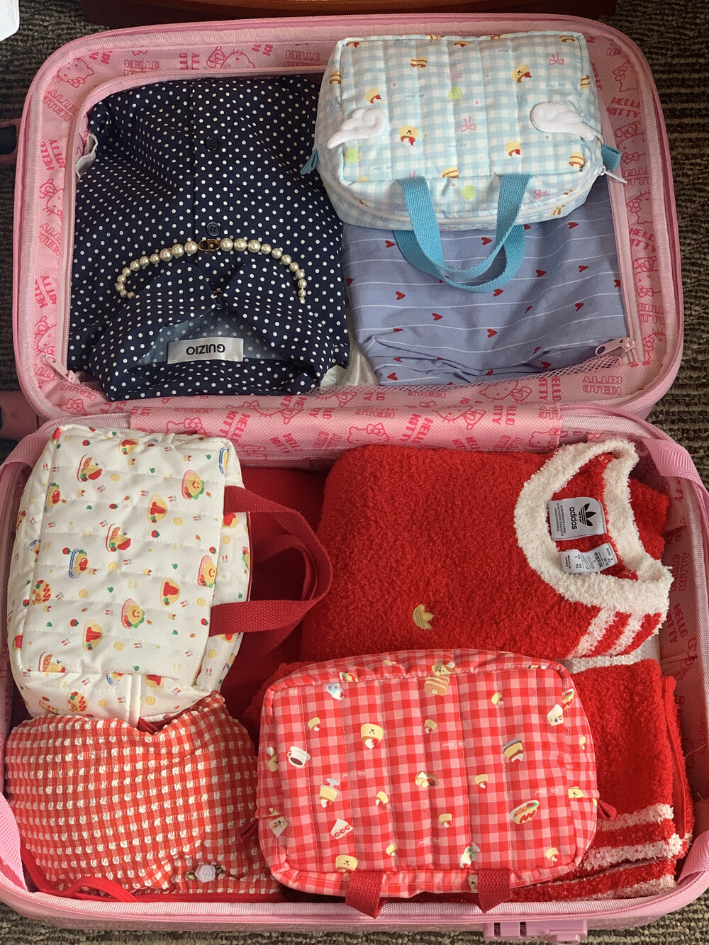Jellyland Signature Pouch - Red check 手提化妝袋