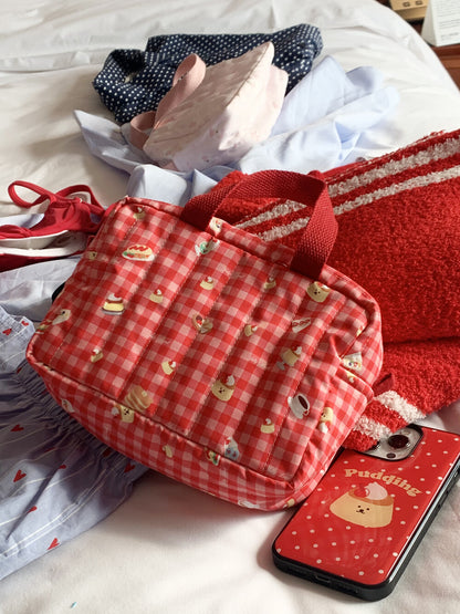 Jellyland Signature Pouch - Red check 手提化妝袋