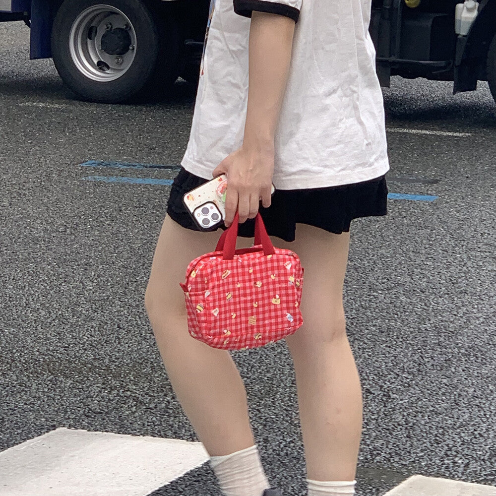 Jellyland Signature Pouch - Red check 手提化妝袋