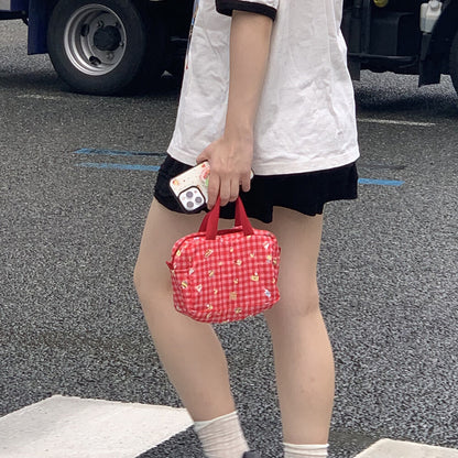 Jellyland Signature Pouch - Red check 手提化妝袋