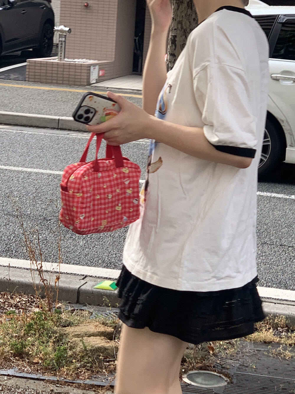 Jellyland Signature Pouch - Red check 手提化妝袋