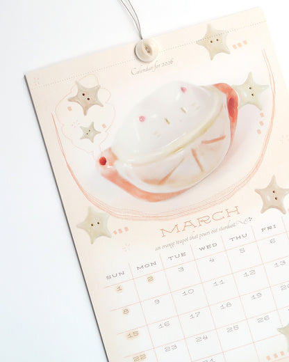 【第二輪預訂】I live with six cats 2026 Button Calendar 鈕扣月曆