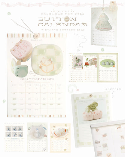 【第二輪預訂】I live with six cats 2026 Button Calendar 鈕扣月曆