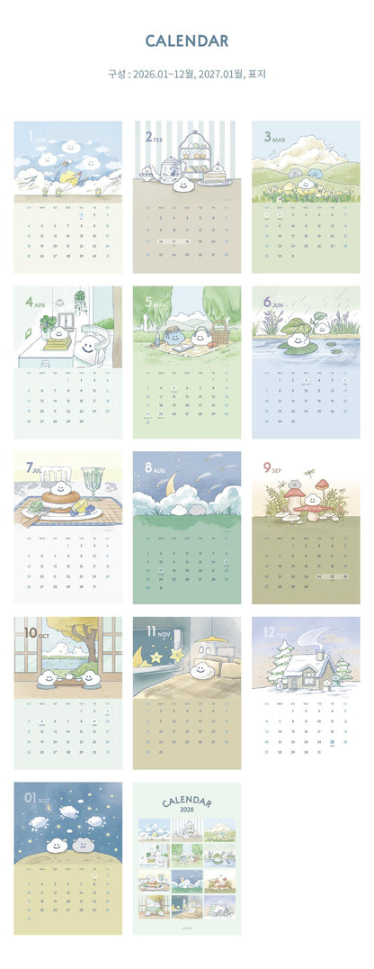 Skyfolio 2026 Postcard Calendar (B6) +Wood Holder