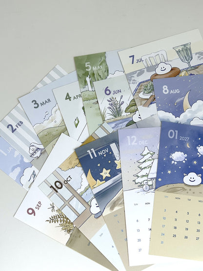 Skyfolio 2026 Postcard Calendar (B6) +Wood Holder