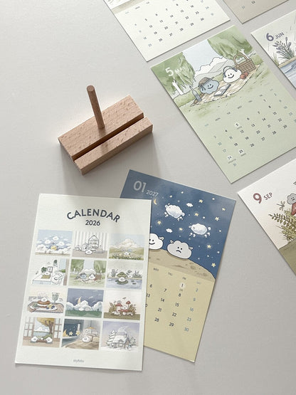 Skyfolio 2026 Postcard Calendar (B6) +Wood Holder