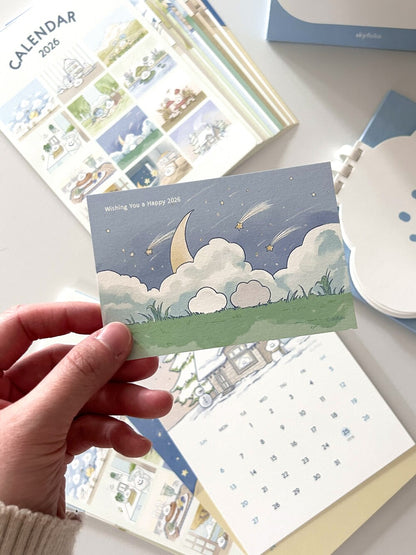 Skyfolio 2026 Postcard Calendar (B6) +Wood Holder