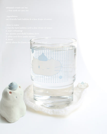 I live with six cats Whipped Cream Cat Hat Glass (245mL)