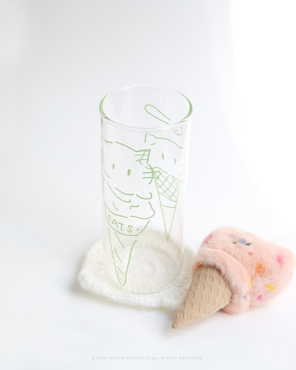 I live with six cats Watermelon Ice Cream Cat Glass (430mL)