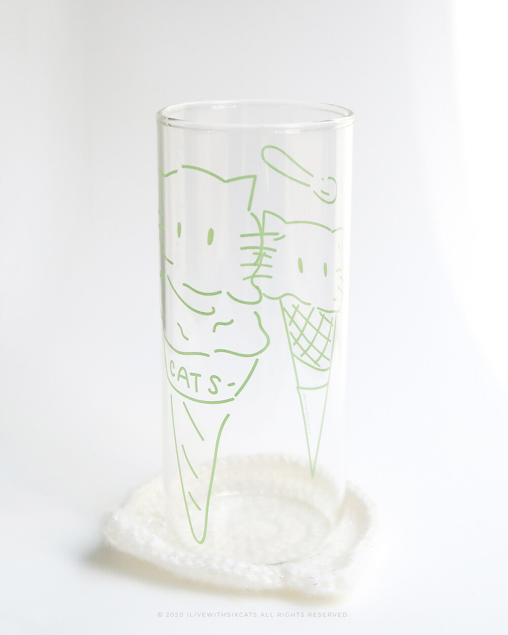 I live with six cats Watermelon Ice Cream Cat Glass (430mL)