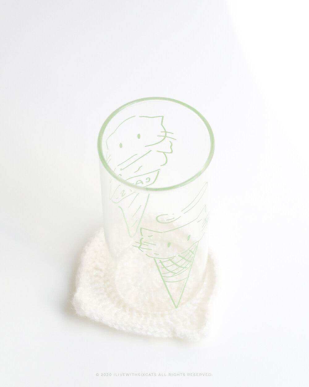 I live with six cats Watermelon Ice Cream Cat Glass (430mL)