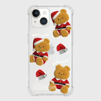 Pattern Santa Hat Gummy Phone Case (Clear/Tank Clear/Clear Card Storage)